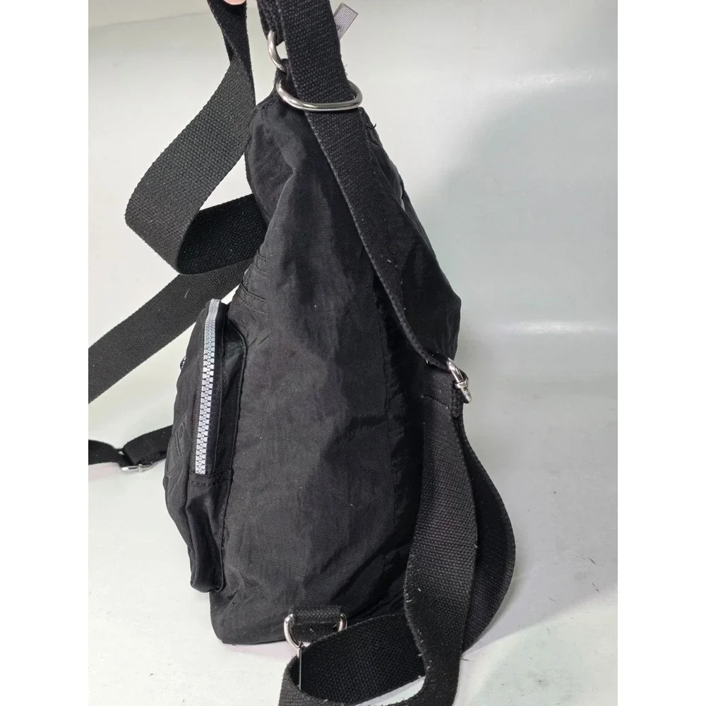 Jinqiaoer Shoulder Bag Backpack Black Multi Pockets Travel Zip Crossbody Bags